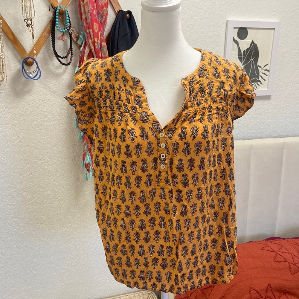 Floral Print Mustard Boho Top